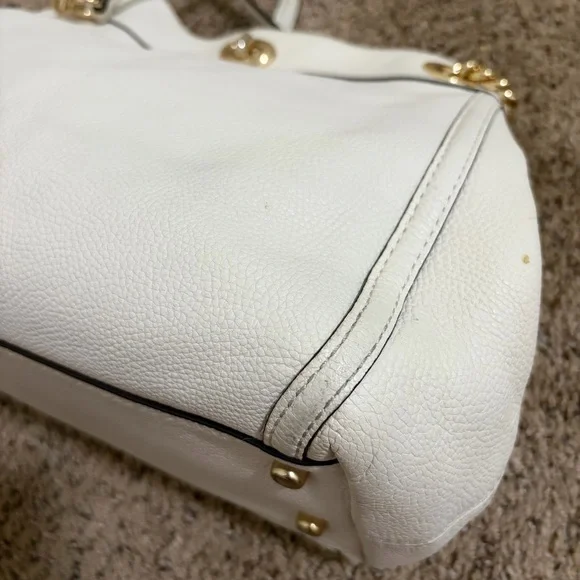 Coach Turnlock Edie Shoulder Bag, White with Chains - Picture 9 of 16
